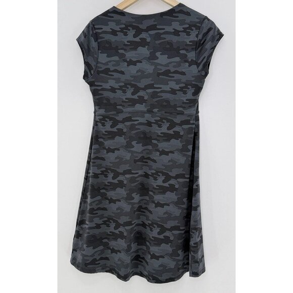 Soybu Sport Gray Camo V-Neck Dress Sz M Preppy Boho Athleisure - Picture 2 of 9